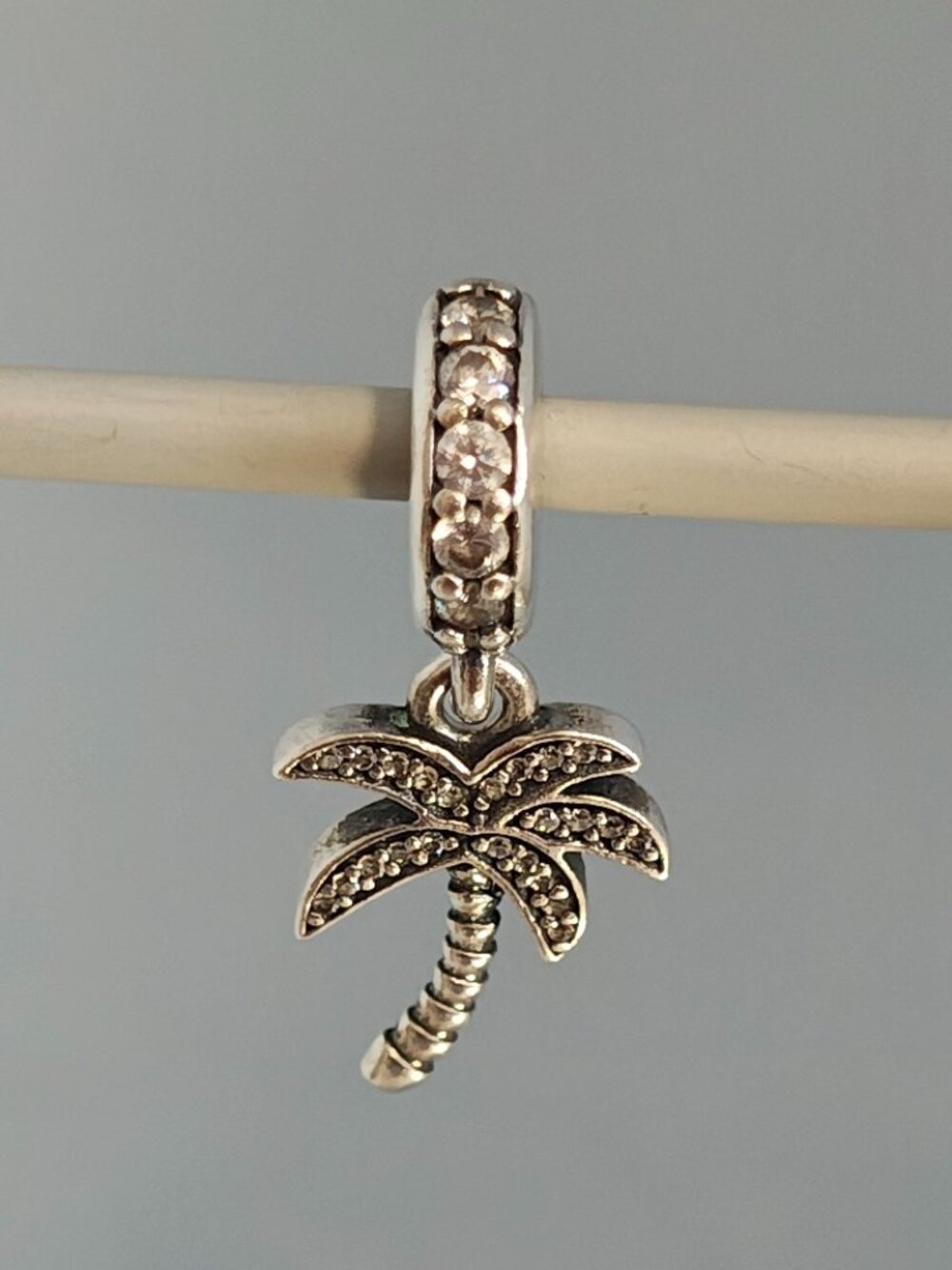 Authentic Retired Pandora Sparkling Palm Tree Dangle Travel Charm 791540CZ